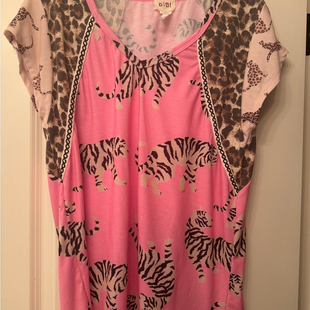 Pink Leopard Print Women's Top